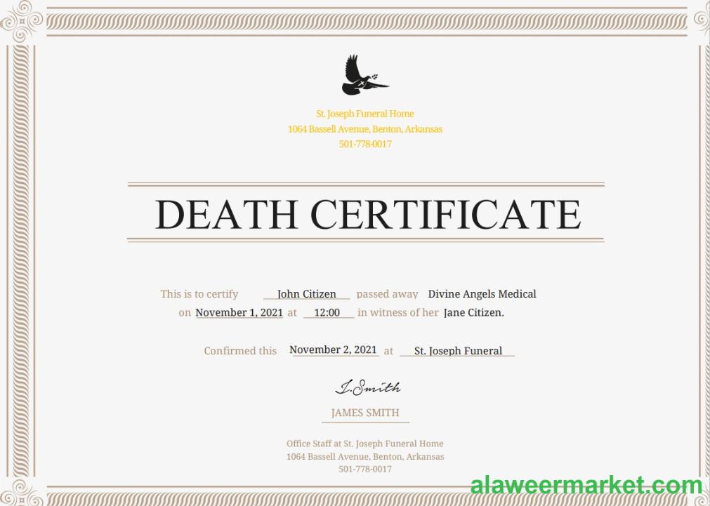 USA Certificate of Death